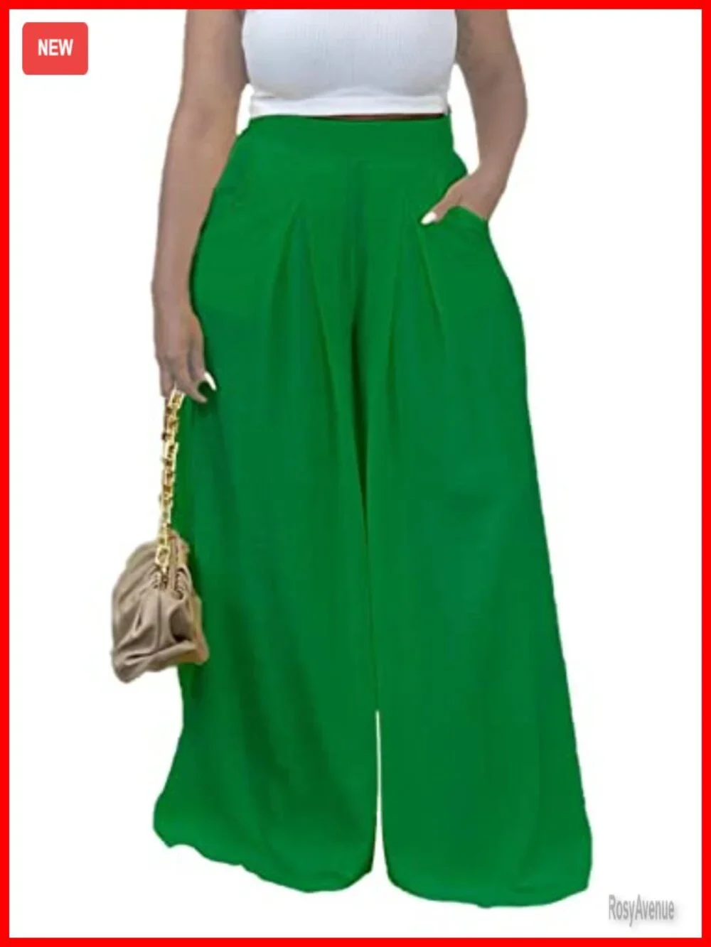 High Waisted Wide Leg Palazzo Pants with Pockets Plus Size